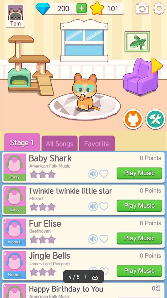 猫咪弹钢琴游戏Piano Cat Tiles3
